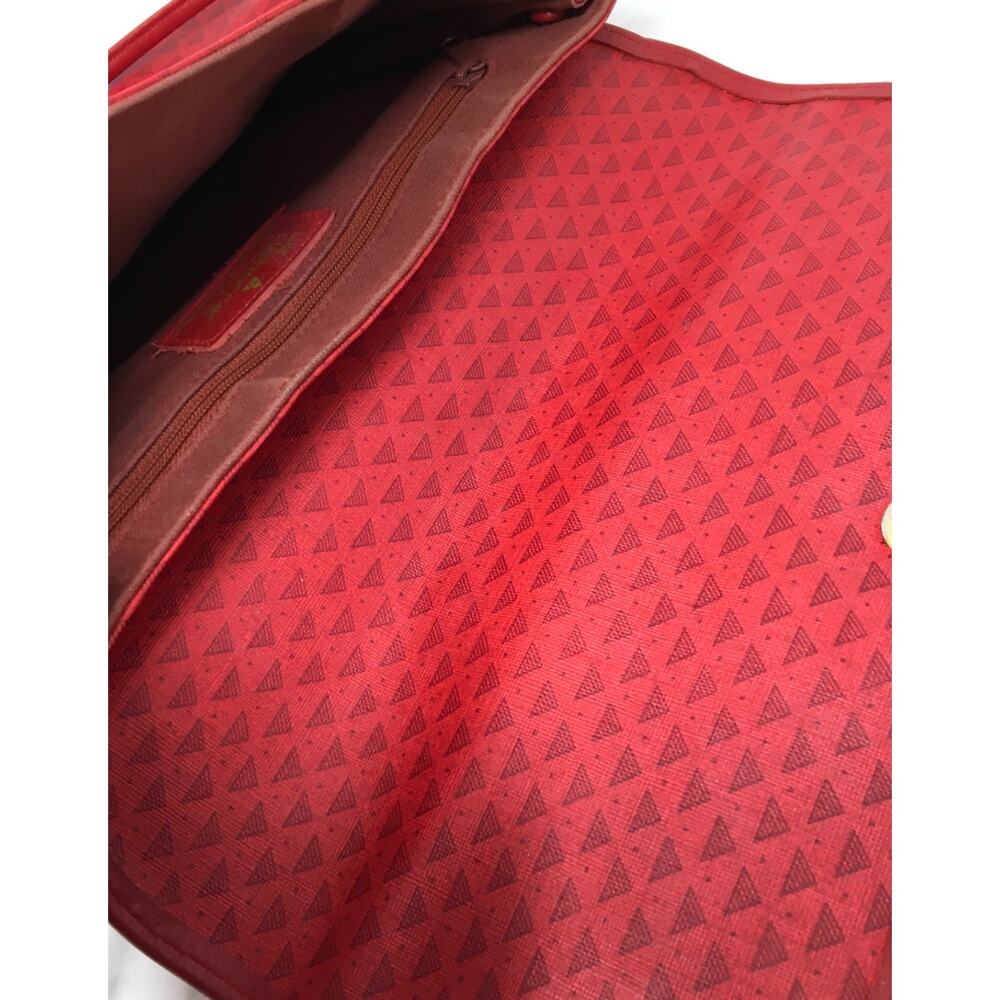 Vintage Liz Claiborne Crossbody Bag Red Triangle Logo Geometric Leather - Picture 5 of 5